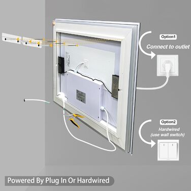 Дзеркало для ванної кімнати LUVODI з підсвічуванням Bluetooth: 100x70 см, годинник, температура, дата, антизапар, регулювання яскравості, 3 кольори світла, функція пам'яті, водонепроникне LED дзеркало для ванної кімнати