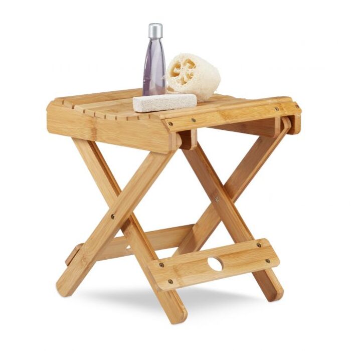 Relaxdays Folding Bamboo Stool