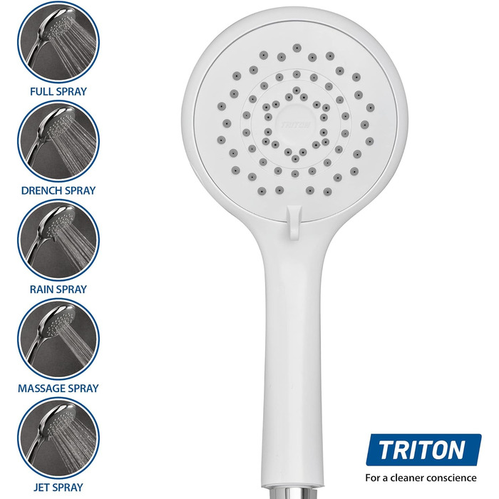 Душова лійка Triton, 5 режимів, біла