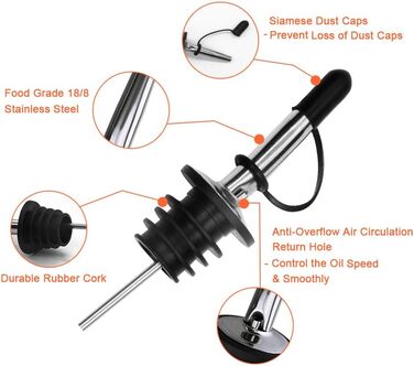 Набір виливників для пляшок BALTRE (6 шт.) з 6 адаптерами - для олії, вина, оцту, кави, сиропу