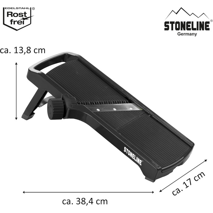 Набір для нарізання овочів STONELINE V з 9 частин: для нарізання слайсами, соломкою, кубиками, спіралями. З нержавіючої сталі, чорний.