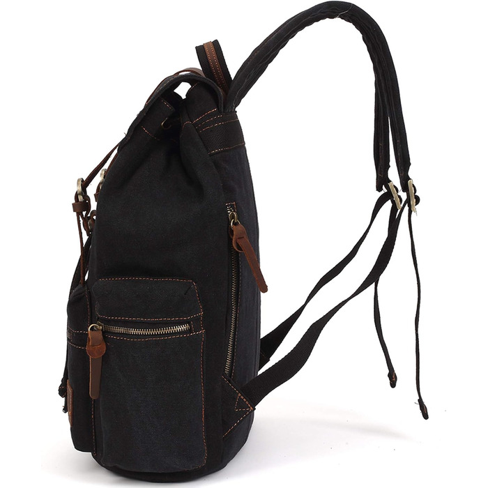 Чорний рюкзак KAUKKO 15 дюймів: стильний ретро-рюкзак для жінок та чоловіків, 27×16×41 см, велика місткість, ідеальний для подорожей, кемпінгу та активного відпочинку