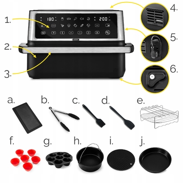 Аерофритюрниця Yoer 11л: 12 програм, 23 аксесуари, 2800 Вт