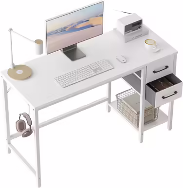 Cubiker Computer Desk for Home Office with Drawers, 100 cm Small Desk for Studying and Writing, modern simple PC table, Brown 100 x 48 cm Brown