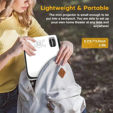 HOPVISION Beamer: Міні проектор Full HD 1080P Bluetooth 5.1 з підтримкою 4K, 8500 люмен, для дому та на вулиці, сумісний зі смартфонами, HDMI, USB, Pad, Fire Stick, PS5