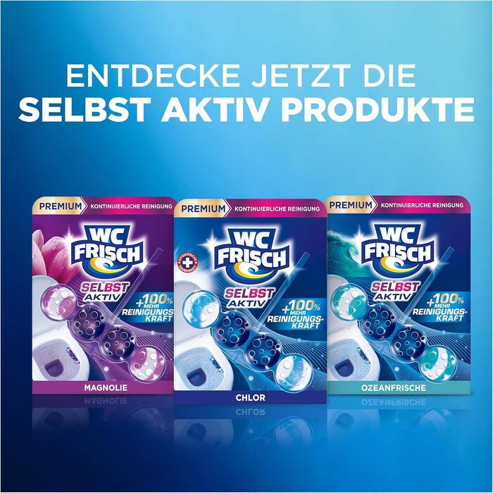 Освіжувач для унітаза WC Frisch Selbst Aktiv Chlor Blauspüler, 4в1, підвісні блоки (10 шт)
