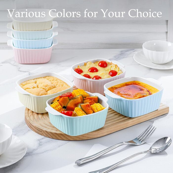 Набір форм для запікання NUTRIUPS 400мл, 4 шт., кераміка, жовтий (14.5 x 11.5 x 5.5 см)