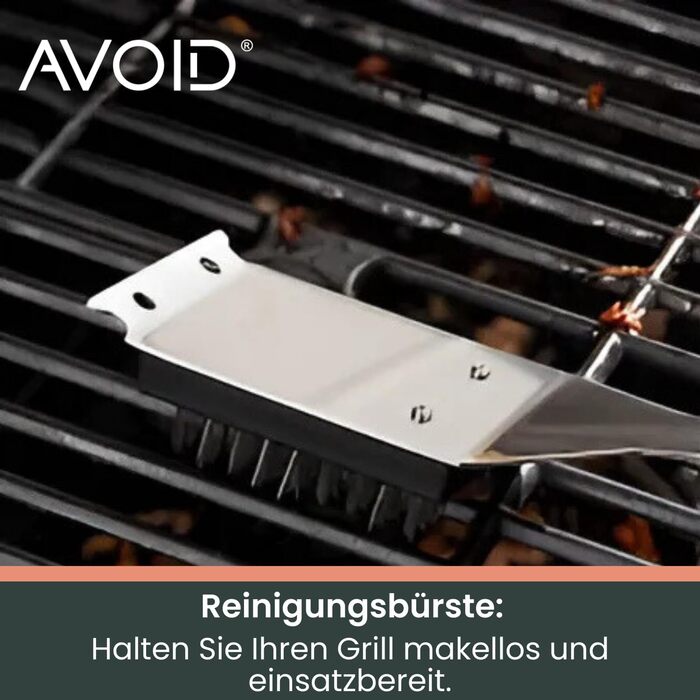 Набір для гриля AVOID - 28 предметів. Якісний набір аксесуарів для гриля з нержавіючої сталі. Ідеальний подарунок для чоловіків, татуся. Комплект для барбекю.