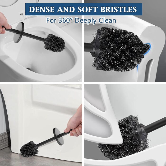 Набір для чищення унітазу GERUIKE з керамічним тримачем: щітка та тримач сірого матового кольору (чорний матовий метал)