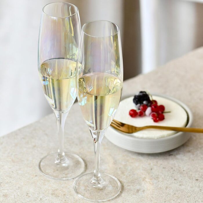 Krosno - Venice Rainbow Champagne Glasses 6 x 200ml | Prosecco Glasses | Wedding Gift | Crystal Glass | Lead-Free Glass | Scratch-Resistant | Gift Idea
