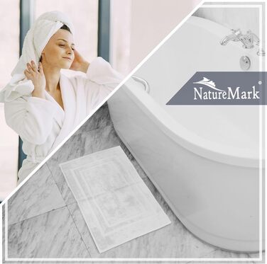 Набір махрових килимків для ванної кімнати NatureMark, 100% бавовна, 50 x 80 см, білий (2 шт.)