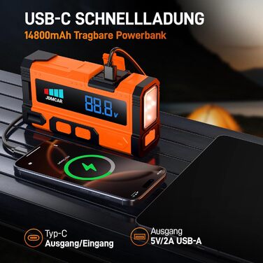 Powerbank для автомобіля Starthilfe 7000A-JDMCAR: пусковий пристрій з LCD екраном та ліхтариком