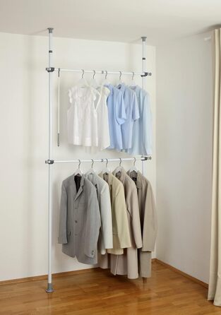 WENKO Telescopic Wardrobe System Hercules Basic (White, Single)