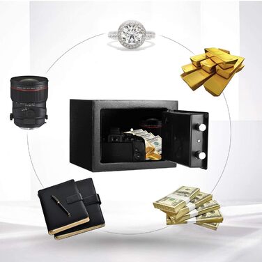 Електронний сейф Tresor Für Zuhause 6.6L: вогнестійкий, водонепроникний, з 2 ключами для цінностей, грошей та зброї