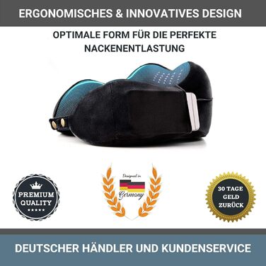 AIRTH® Преміум подушка для шиї з Memory Foam - Ергономічна підтримка шиї з знімним чохлом для максимального комфорту та відпочинку - М'яка та затишна | Чорний, 2023