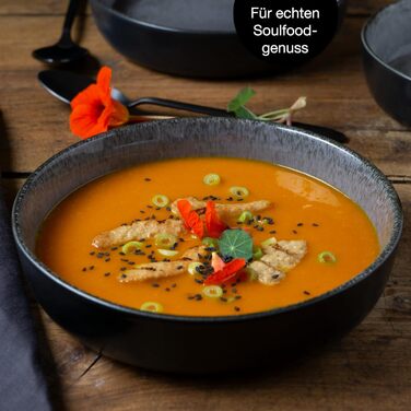 Набір супових тарілок Moritz & Moritz VIDA (6 шт) Anthracite - порцеляна, для посудомийної машини та мікрохвильової печі