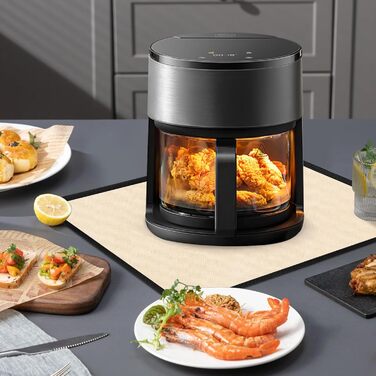 Термостійкий килимок 40 x 45 см - 1 мм, захист від нагріву для фритюрниці, вогнестійкий килимок для кухонних стільниць, масло- та водонепроникний, легко миється, 1 шт. (Хакі, 30x45x0.1 см)