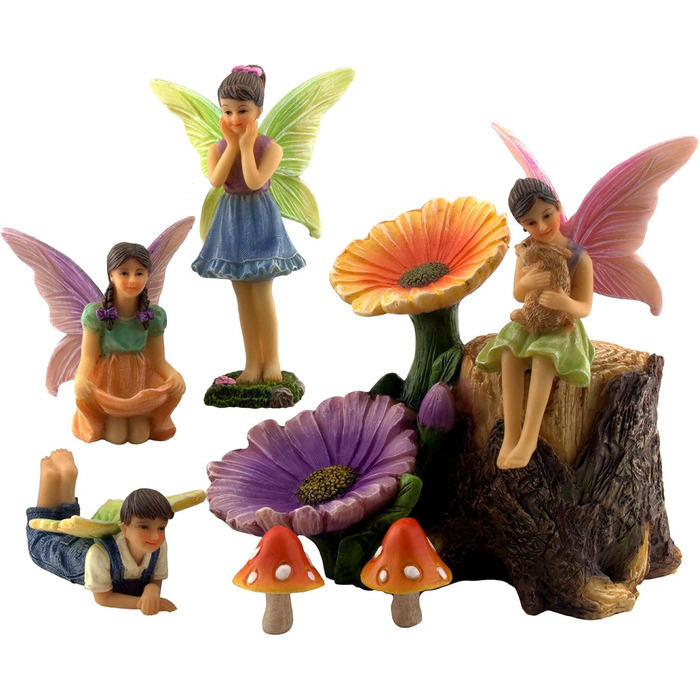 PRETMANN's Garden Fairies – 7-piece set of little fairies and accessories – Colorful supplies