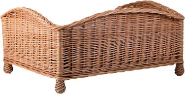 Корзина для собаки/кішки з плетіння лози з м'яким лежаком - сіра, 54x32x25 см