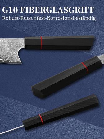 Японський ніж кухарський з дамаської сталі Plys: професійний ніж шеф-кухаря з чорним дерев'яним руків'ям