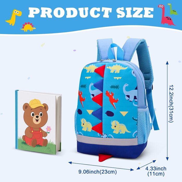 Дитячий рюкзак для хлопчика Kinderrucksack, рюкзак у дитячий садок, шкільний рюкзак для малюків, сумочка для школи для хлопчиків та дівчаток (#7 блакитний)