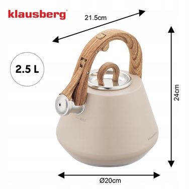 Класичний сталевий чайник Klausberg, 2,5 л, бежевий