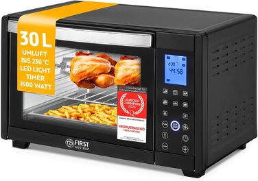 Міні-піч TZS First Austria Digital 30L 1600W з регулюванням температури, таймером та аксесуарами - для кухні та кемпінгу