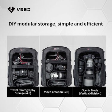 Рюкзак фото VSGO Black Snipe 16L для DSLR/SLR камер Sony, Canon, Nikon та DJI – професійний, легкий (1.1 кг) для подорожей