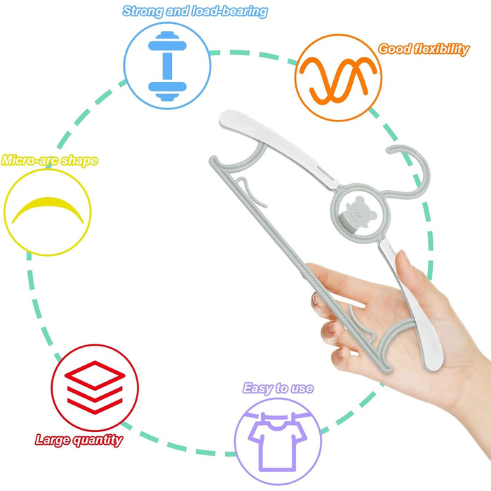 30 дитячих вішалок для одягу, регульовані, 28-36 см, з антиковзким покриттям та бантиками, для дітей, сірі
