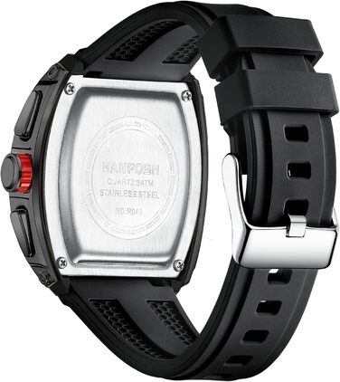 HANPOSH Чоловічий годинник: аналоговий кварцовий годинник з водозахистом, спортивний стиль, тактичний дизайн (чорний)