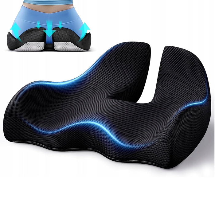 Ортопедична подушка для сидіння з ефектом пам'яті (Memory Foam), профільна, велика
