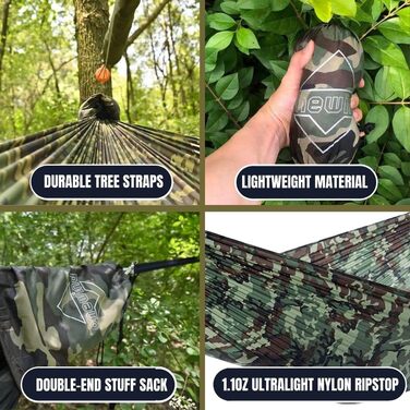 onewind Long Ultra-Light Camping Hammock for Backpackers, Portable, Compact, Ideal for Hiking, Camping, Travel (Camo, 335cm * 140cm)