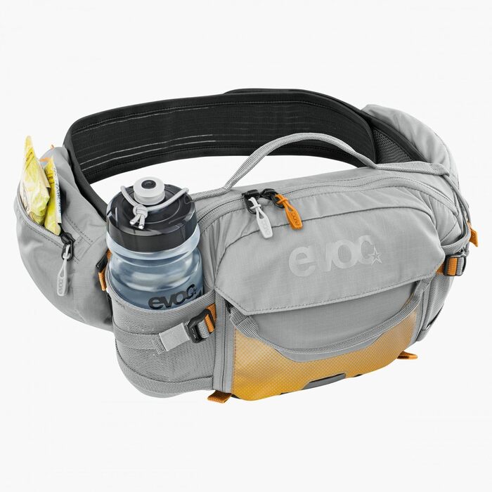 EVOC Hip Pack Pro E-Ride: Сумка на пояс для електровелосипеда (3L, AIRFLOW, Airo Flex, Ventі Flap, тримач для пляшки) сірого кольору