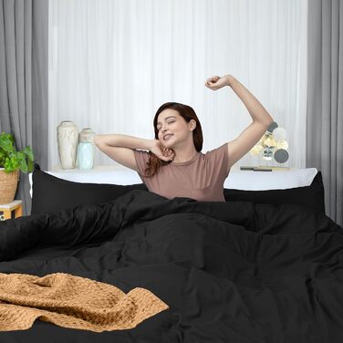 Комплект постільної білизни Utopia Bedding: ковдра 203x228 см, 2 наволочки, чорний, мікрофібра