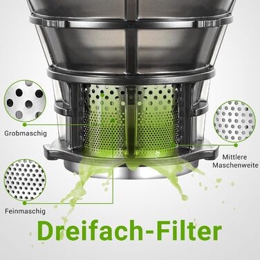AMZCHEF 250W Automatic All-in-One Juicer, 135MM Opening and 1.8L Juicer for Vegetables and Fruits, Slow Juicer Winner with Triple Filter - Grey