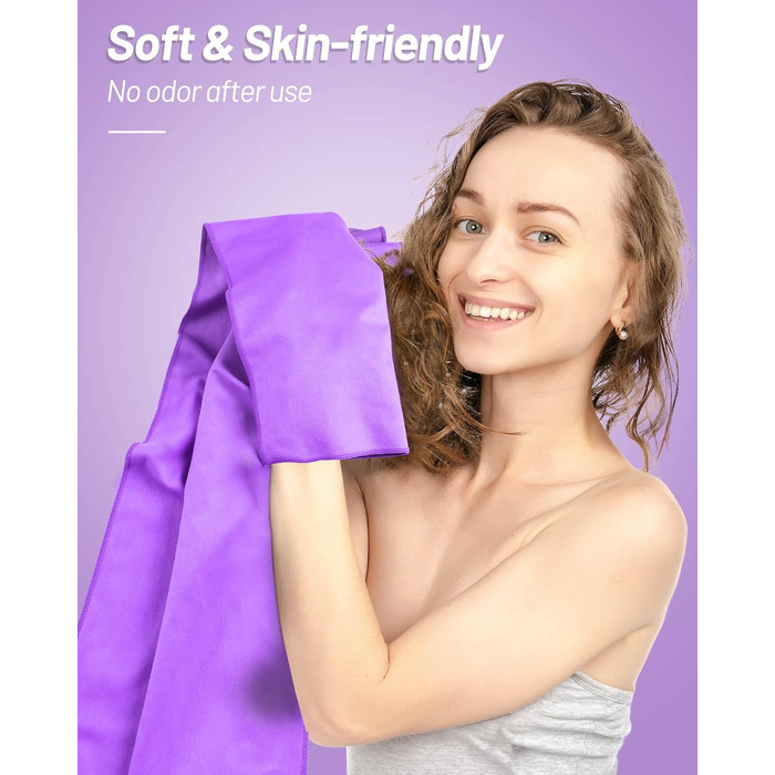 Набір рушників з мікрофібри GZXYA (3 шт.): великий (180x60 см) + 2 маленькі (80x40 см), швидковисихаючі, для спорту та басейну, фіолетовий