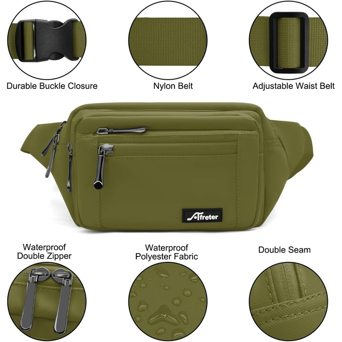 Гірчатка на пояс для жінок та чоловіків, водовідштовхуюча, з тримачем для пляшки, універсальна, для піших прогулянок, прогулянок з собакою, активного відпочинку (зелена)