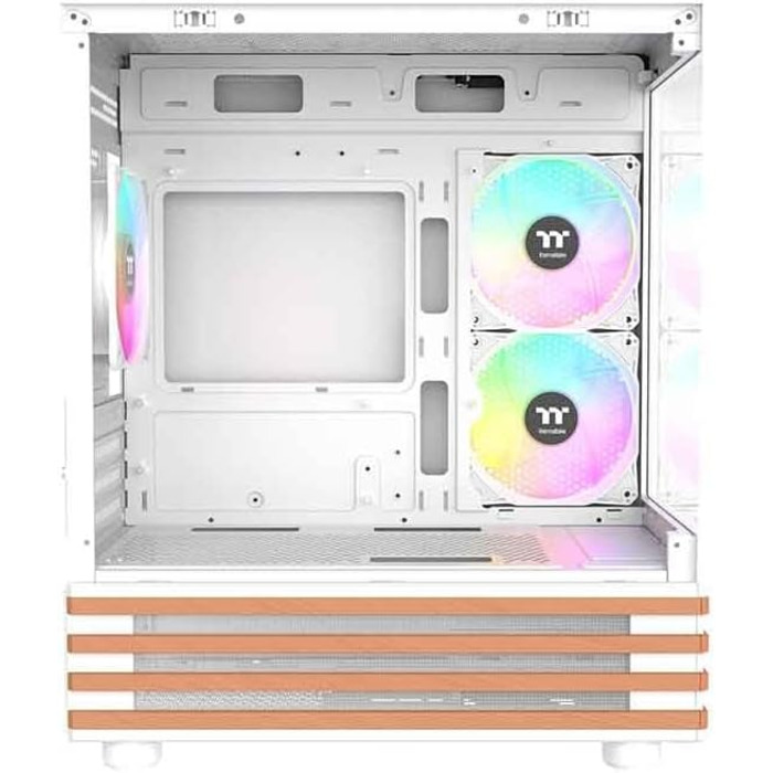 Корпус Thermaltake TG ARGB Micro-Tower з темперованим склом, 3 вентилятори ARGB, підтримка водяного охолодження 240/280мм, білий (View 170 Wood, Snow)