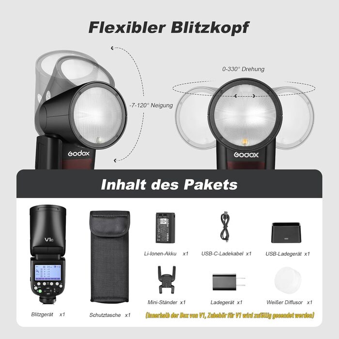 Godox Speedlite V1-F - професійний вспишка для камери Olympus з бездротовою синхронізацією 2.4G та i-TTL, 76W, HSS 1/8000