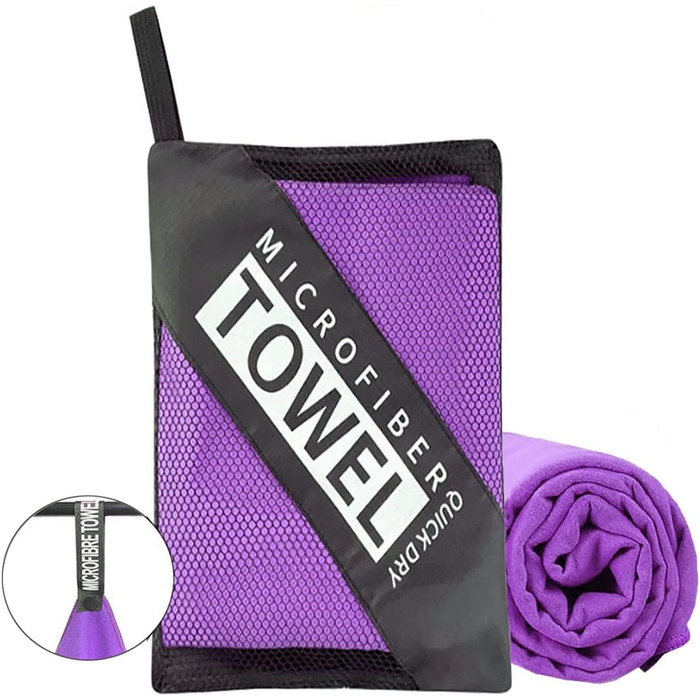Рушники з мікрофібри для пляжу, сауни, фітнесу, йоги (2 шт. 180x80см + 80x40см)