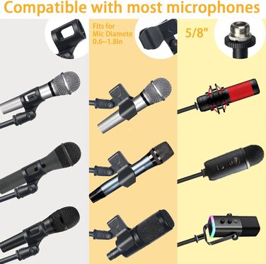 Підставка для мікрофона Lemxadd з регульованим кріпленням, сумісна з Blue Yeti, Samson Q2U, Fifine K6. Комплект з чохлом, адаптером 3/8' - 5/8' та кріпленнями