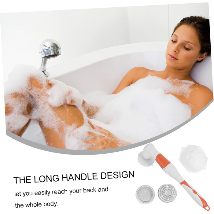 1Satz Multifunctional Electric Bath Brush Shower Massage Brush for Back Care, Long Handle, No Battery, Random Color Selection