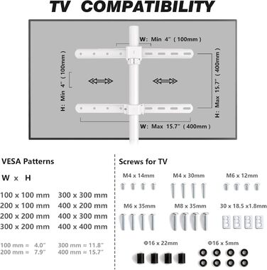 Adjustable TV Floor Stand for 32-65 inch LED LCD OLED TVs - Swivel & Height Adjustable, up to 40kg, Cable Management