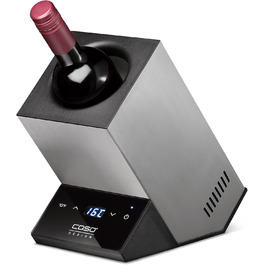CASO WineCase One Black - Single Bottle Wine Cooler with Stainless Steel Housing