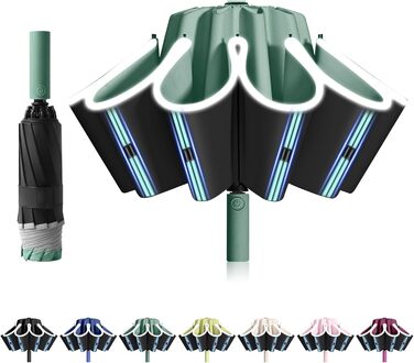 Міцний перевернутий парасолька з 40 спицями, автоматичний парасолька-кніпс, діаметр 105 см - для жінок та чоловіків (оливковий зелений)