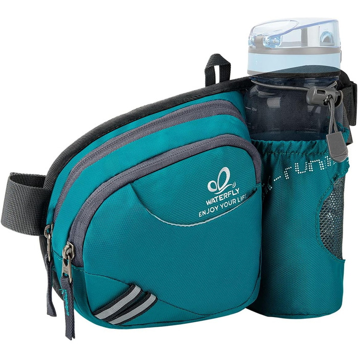 Спортивна поясна сумка Waterfly з тримачем для пляшки, для жінок та чоловіків, дихаюча, для бігу, велоспорту, кемпінгу, подорожей, хандінгу (Турквіс)