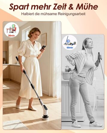 Електрична щітка для прибирання 8-в-1 з набором насадок, для ванної, кухні, авто, підлоги (червона)