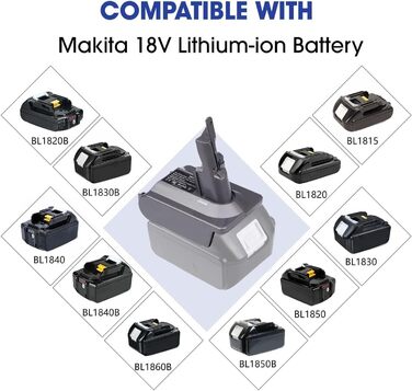 Адаптер для акумулятора Makita 18V до Dyson V7/8: перетворювач акумулятора для пилососів Dyson V7/8 Animal, Absolute, Motorhead Pro