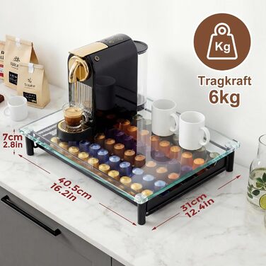 Тримач для капсул Nespresso прозорий на 60 капсул, металевий та скляний органайзер для кави, висувний дизайн