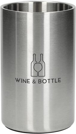 Охолоджувач для пляшок 'Chill' - сталевий, з подвійними стінками. Підходить для вина, шампанського, пива. Чудовий подарунок для поціновувачів вина, друзів, батьків. Колір: сріблястий (чорний)